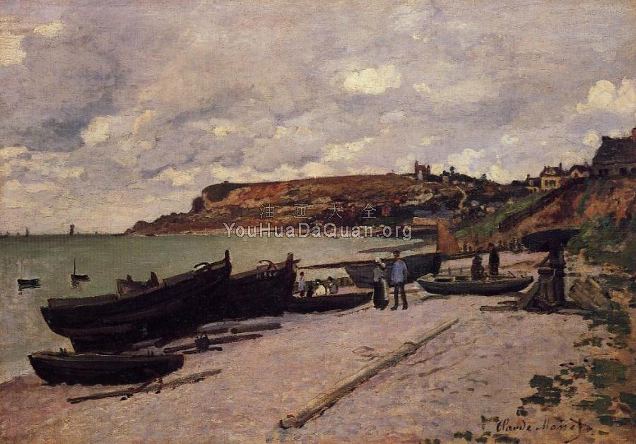 Sainte-Adresse, Fishing Boats on the Shore - 克劳德·莫奈